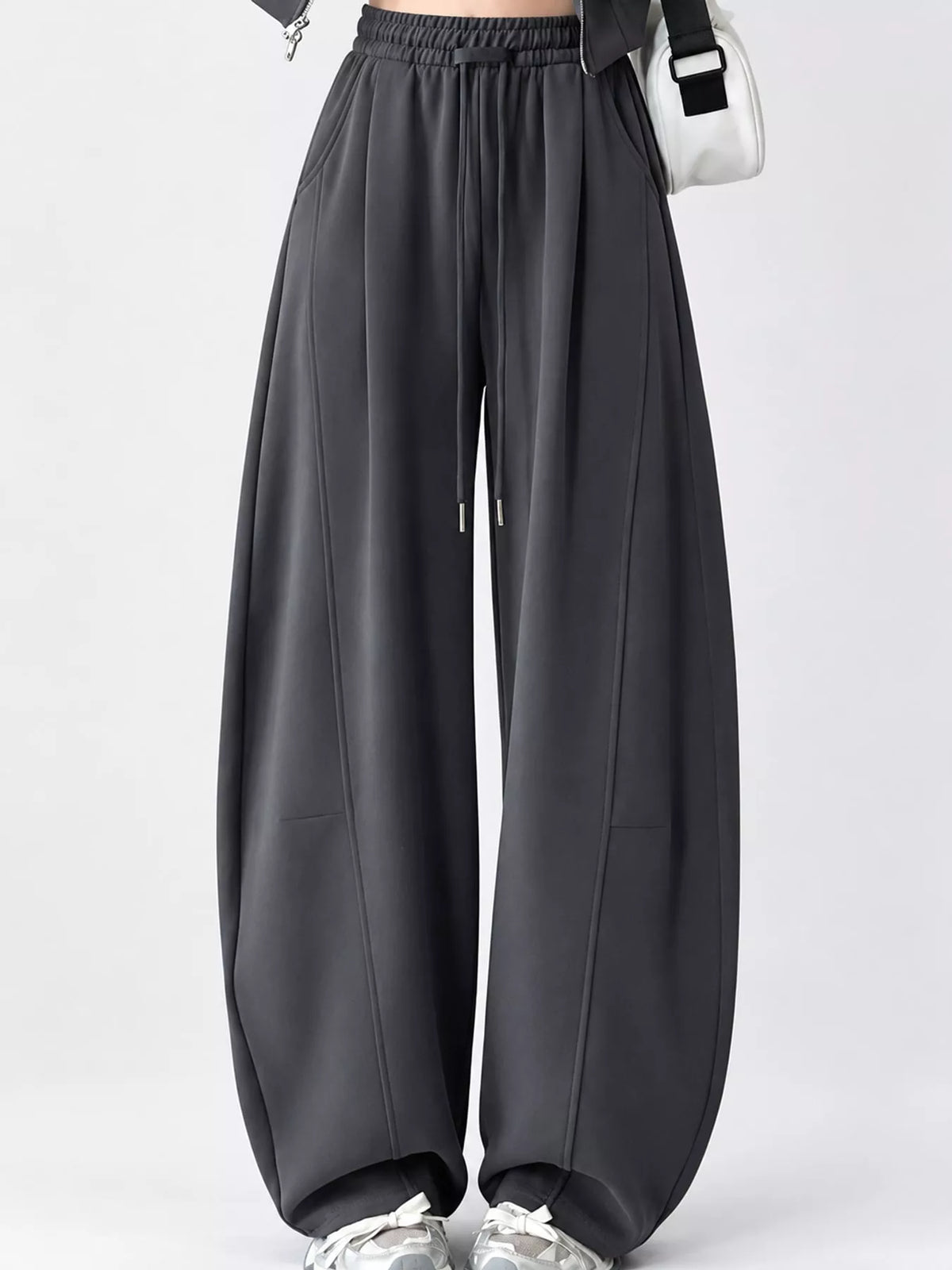 Full Size Drawstring Loose Fit Wide-Leg Sweatpants Plus Size