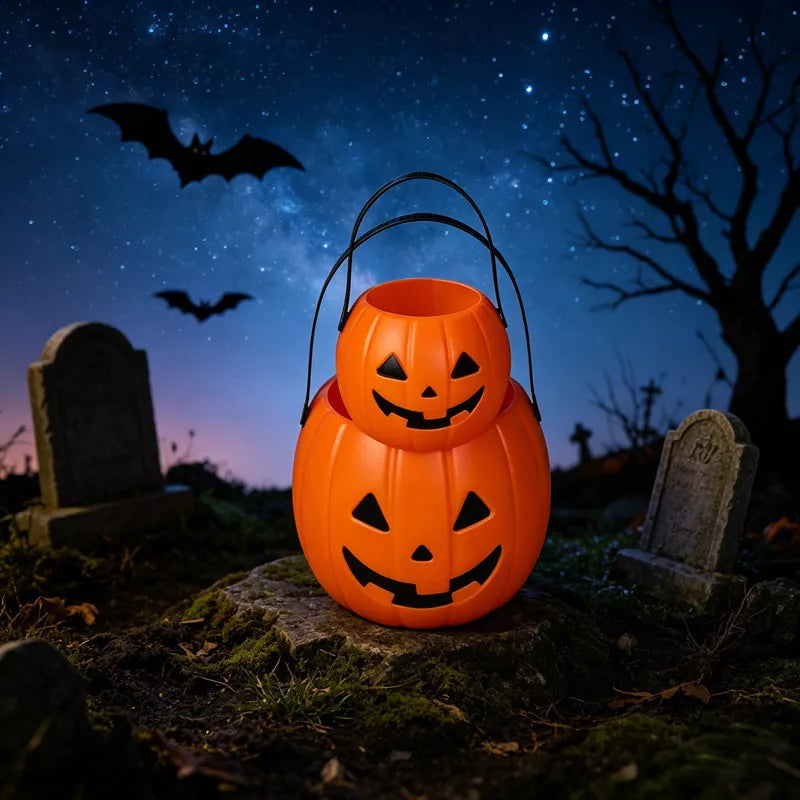 Halloween Decorative Pumpkin Bucket with Handle Set