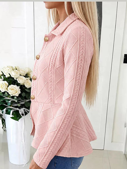 Cable-Knit Button Up Cardigan