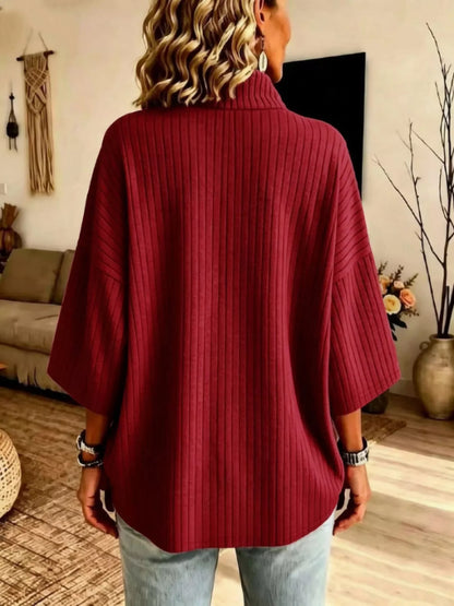 Half-Zip Ribbed Knit Top