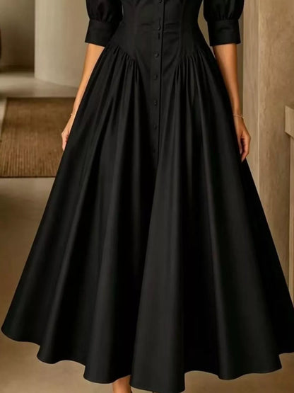 Full Size Elegant Button-Down Shirt Dress with Cinched Waist Plus Size