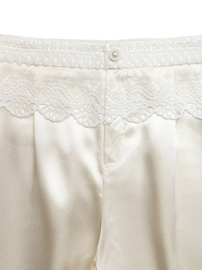 Lace Waist Wide Leg Pants