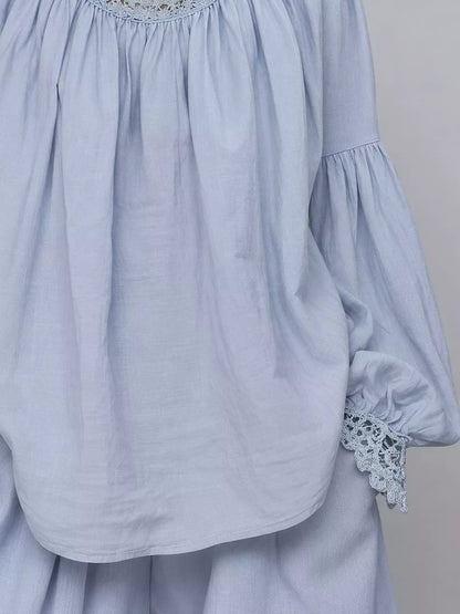 Full Size Lace Mock Neck Long Sleeve Blouse Plus Size