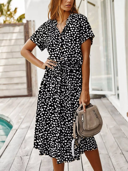 Animal Print Short Sleeve Dress