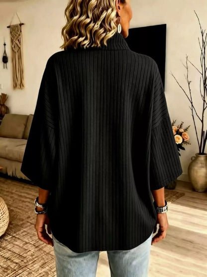 Half-Zip Ribbed Knit Top