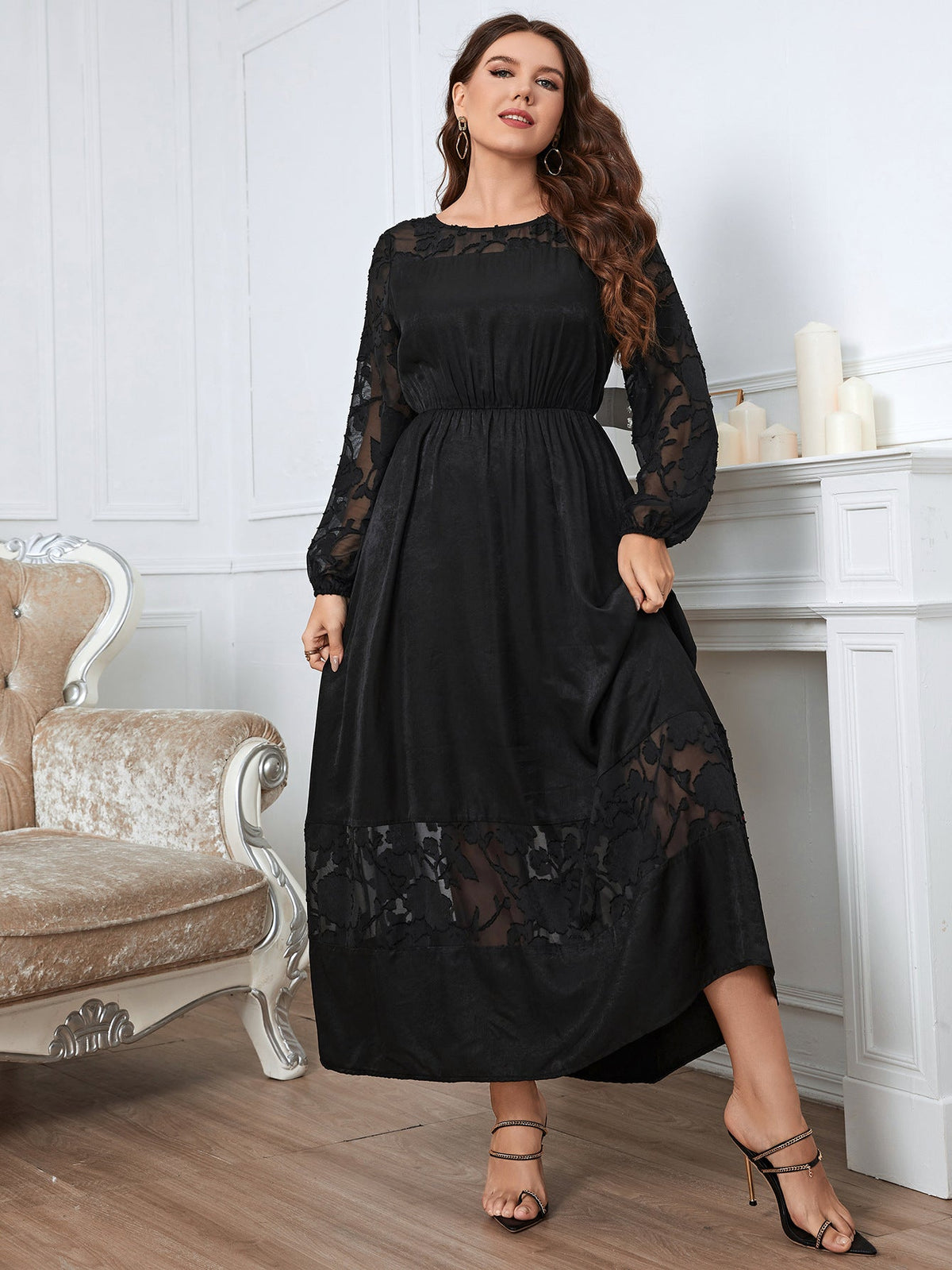 Formal Black Plus Size Ankle Length Dress Black