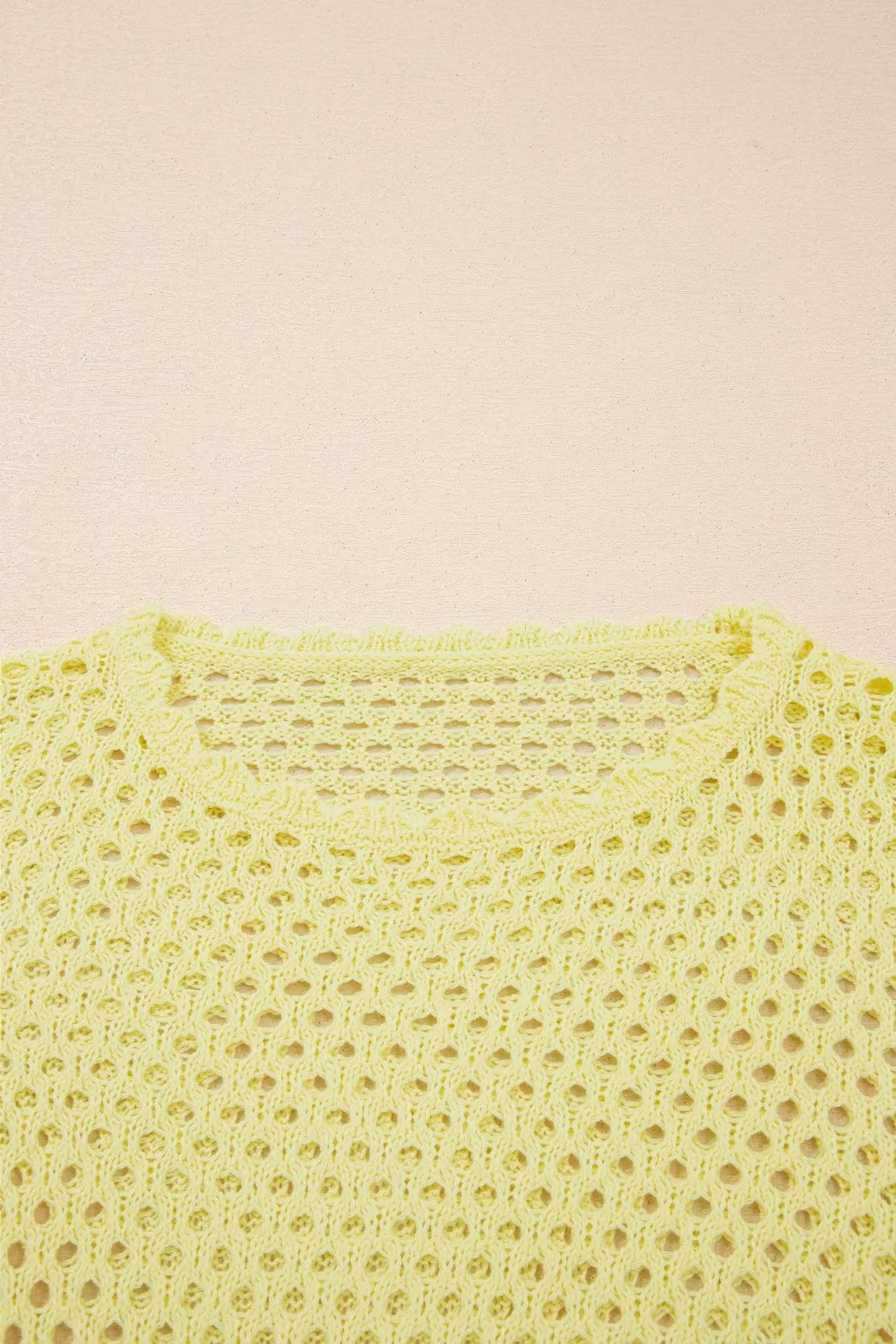 Scalloped Trim Hollow Out Knit Long Sleeve Top
