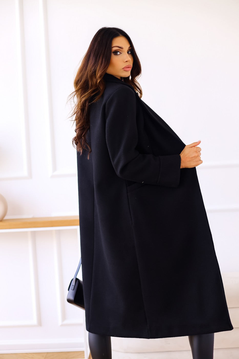 Solid Color Long Sleeve Woolen Coat
