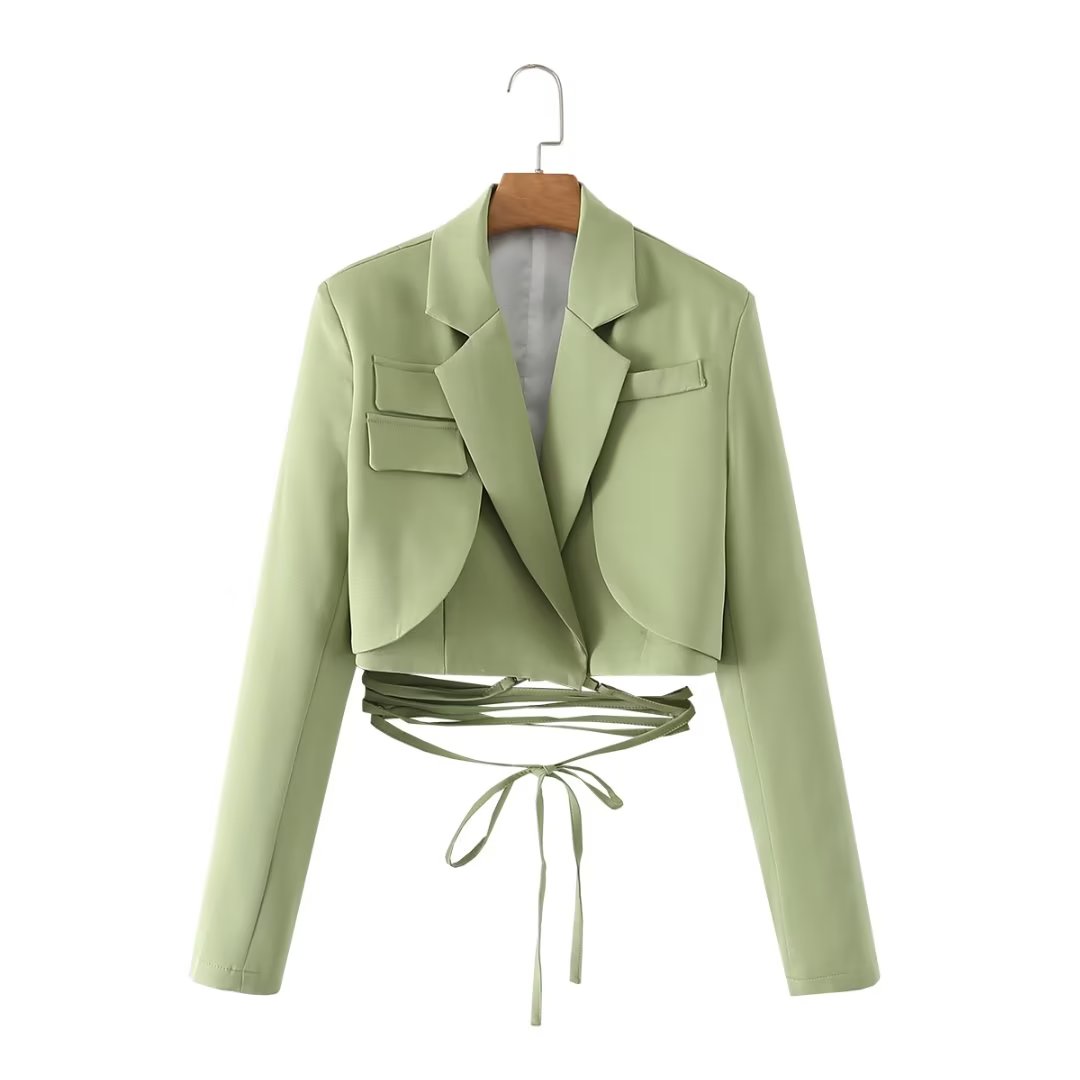 Lace Short Blazer Light Green