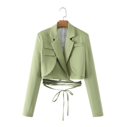 Lace Short Blazer Light Green