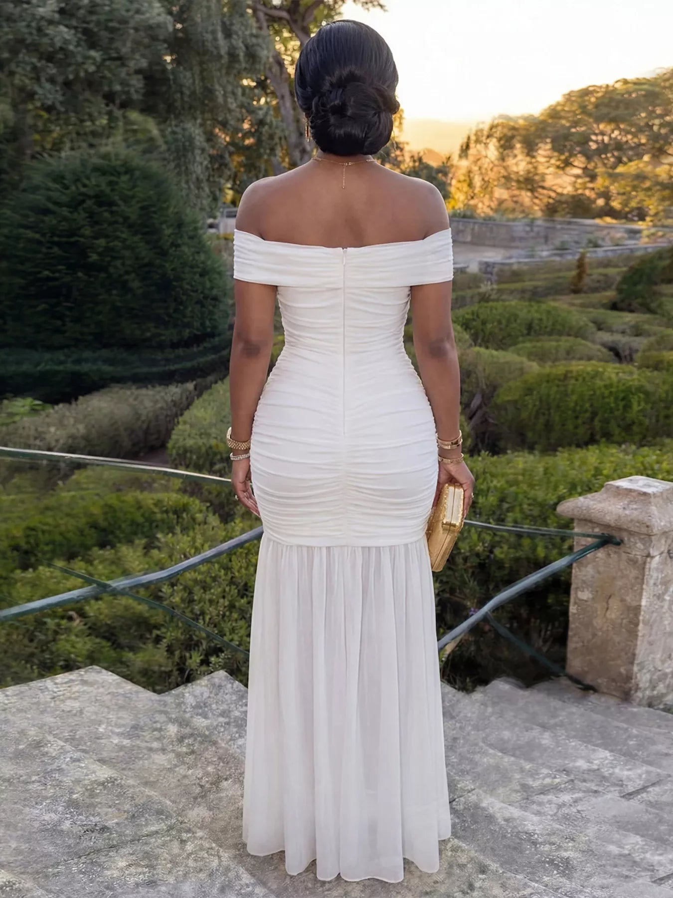 Viviana's Off-Shoulder Ruched Mermaid Maxi Dress