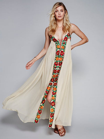 Kaia Casual A Line Maxi Kaftan Dress Apricot