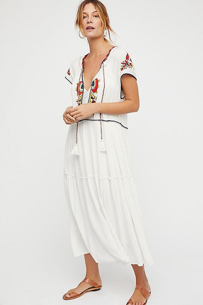 Tracy Embroidered Lace Kaftan White