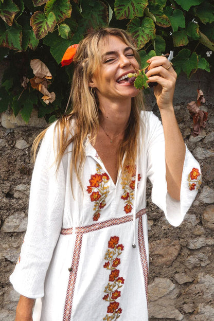 Embroidered Casual Kaftan Maxi