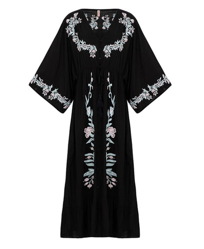 Vanessa Black Cotton Kaftan Black