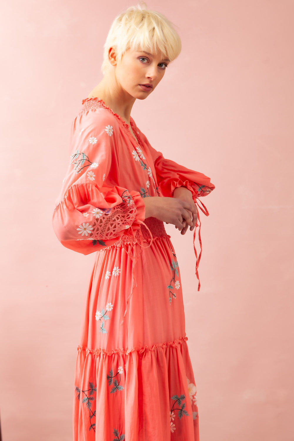 Long Sleeves V Neck Maxi Kaftan