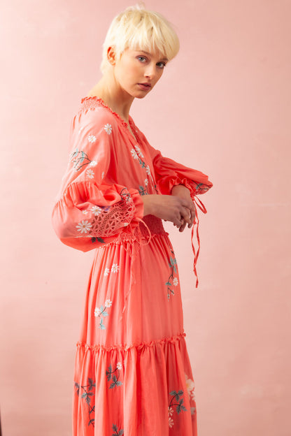 Long Sleeves V Neck Maxi Kaftan