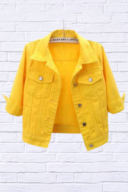 Full Size Cropped Denim Jacket Plus Size