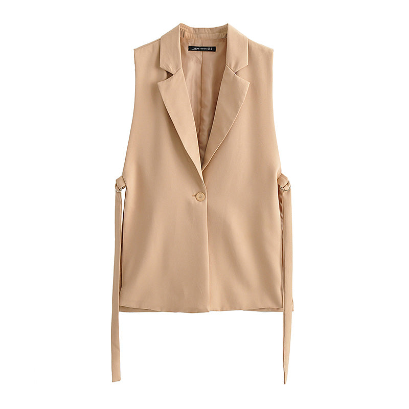 Woven Collar Vest Khaki