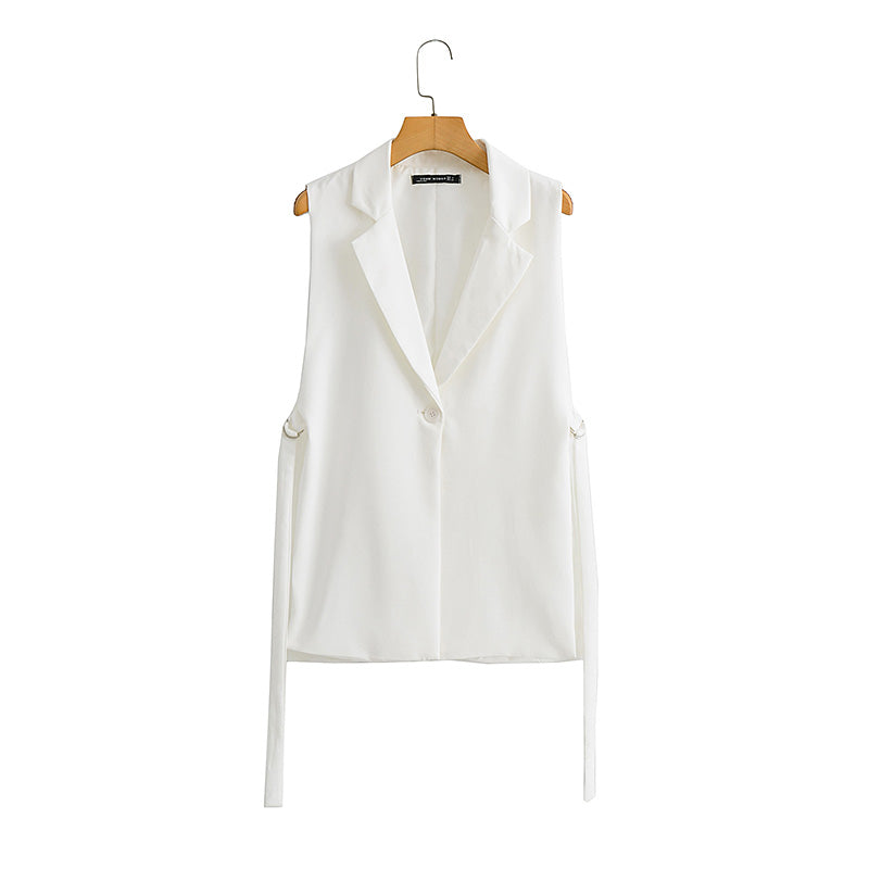 Woven Collar Vest White