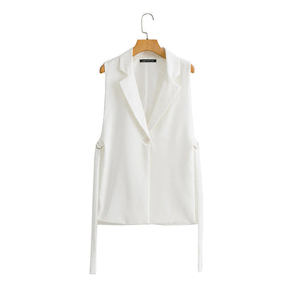 Woven Collar Vest White
