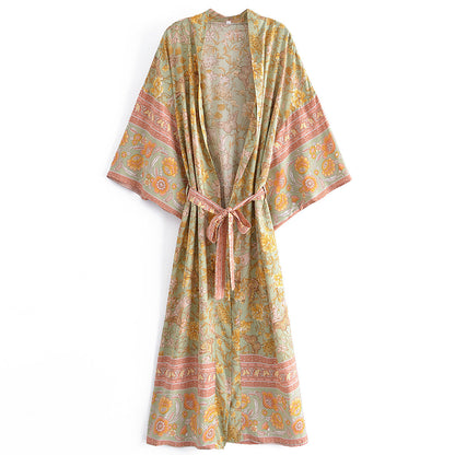 Avery Floral Cardigan Kaftan Green