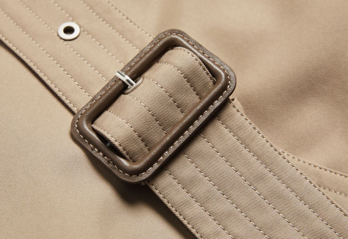 Leather Patchwork Two-Color Trench Coat