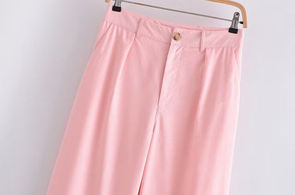 Sleeveless Casual Top and Wide Leg Pants Suit