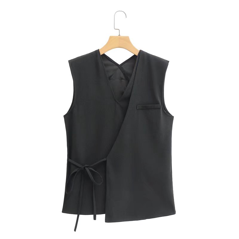 Black Sleeveless Casual Vest Black