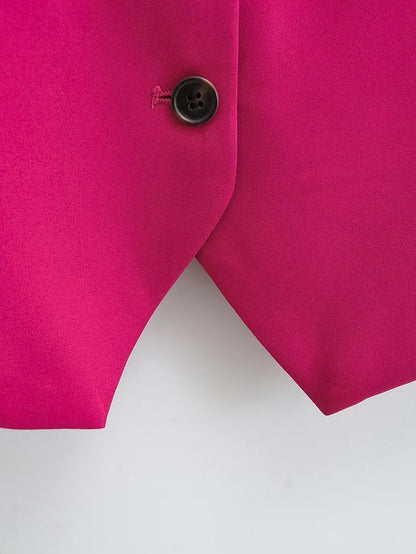 Red Linen Sleeveless Vest