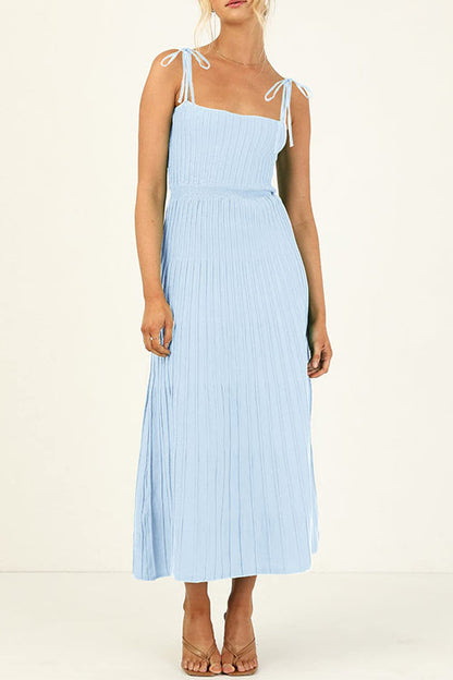 Tie Shoulder High Waist Knit Maxi Cami Dress