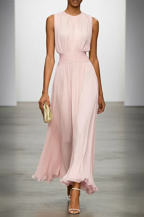 Crewneck Sleeveless High Waist Maxi Dress