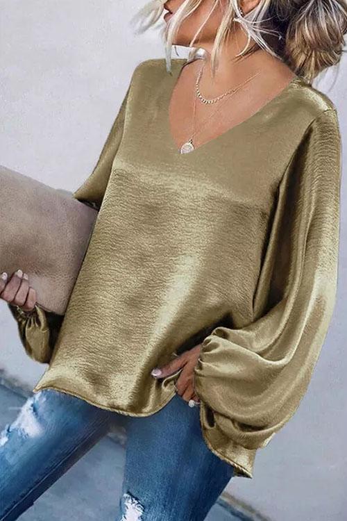 Clidress Silk Feel Casual Loose Blouse Top