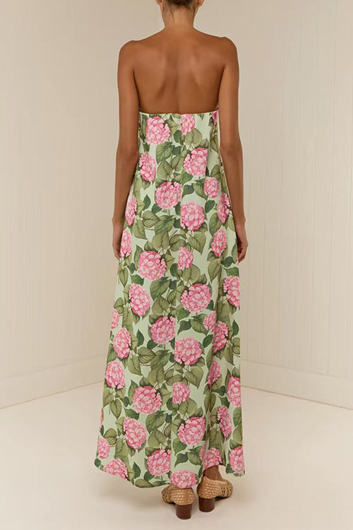 Strapless Tube Jardin Print Maxi Dress
