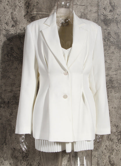 Trendy Chic Blazer Jacket M White