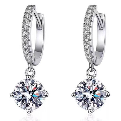 1 Carat Moissanite 925 Sterling Silver Drop Earrings