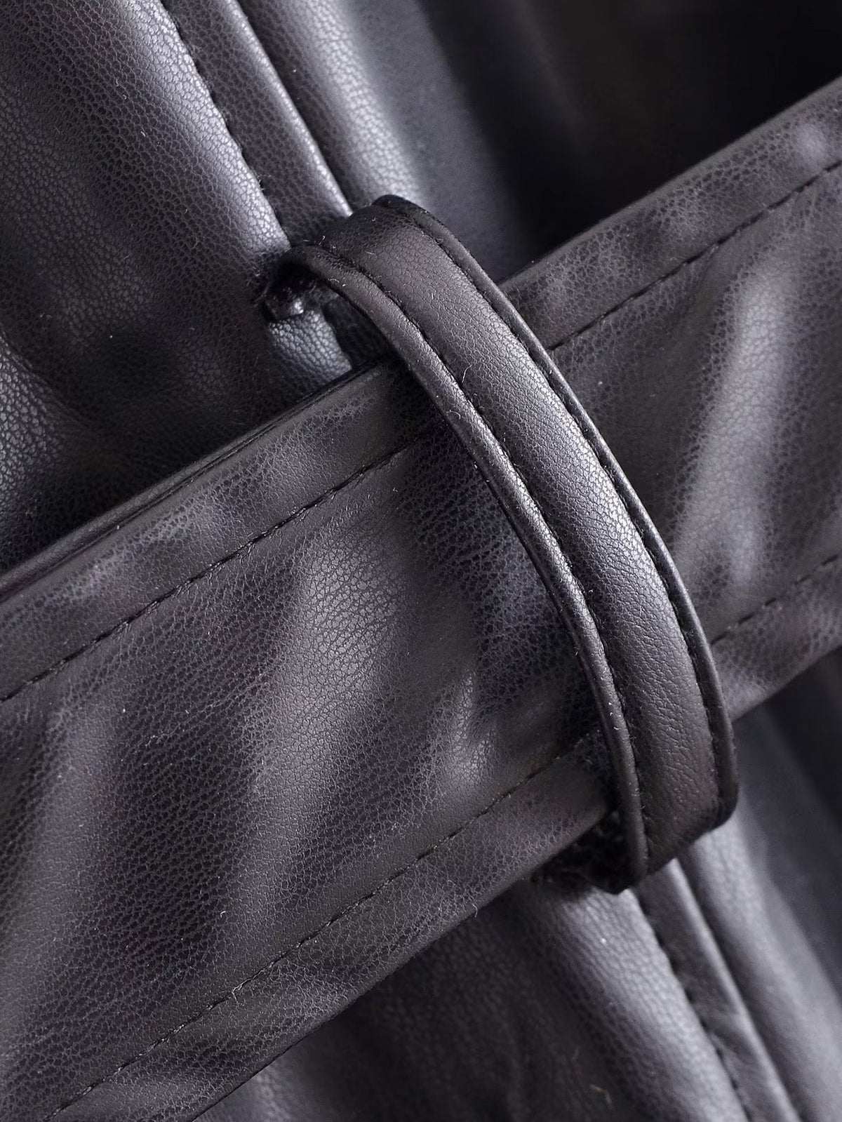 Black Faux Leather Trench Coat