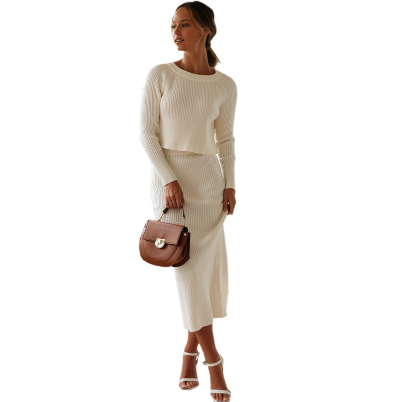 Knitted Slit Maxi Sweater Dress White