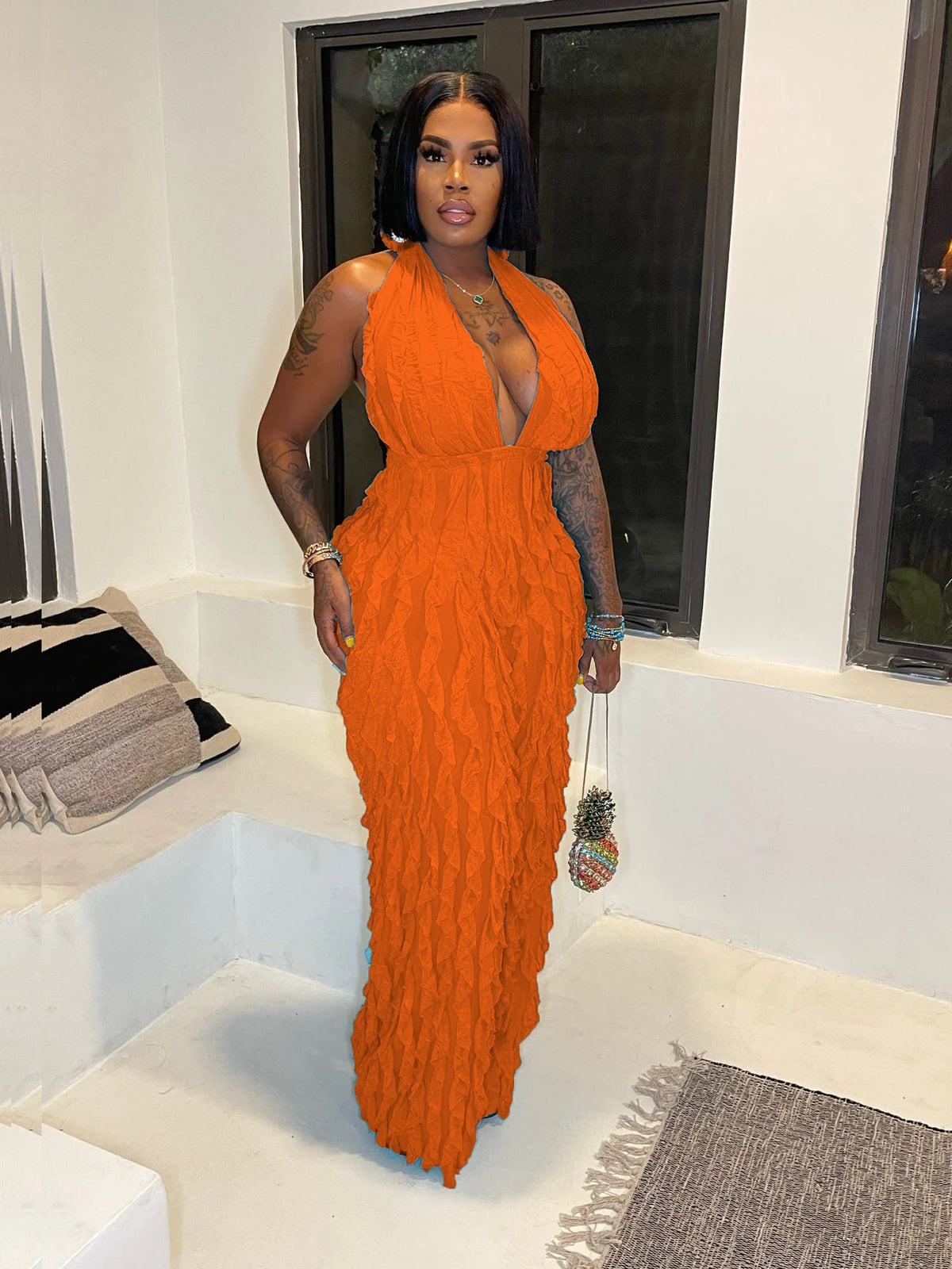 Plunge High Waist Jumpsuit