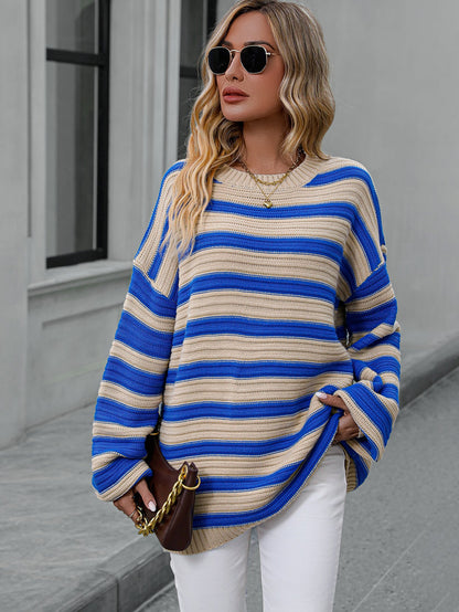 Knitted Crew Neck Pullover Sweater Apricot