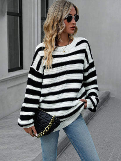 Knitted Crew Neck Pullover Sweater
