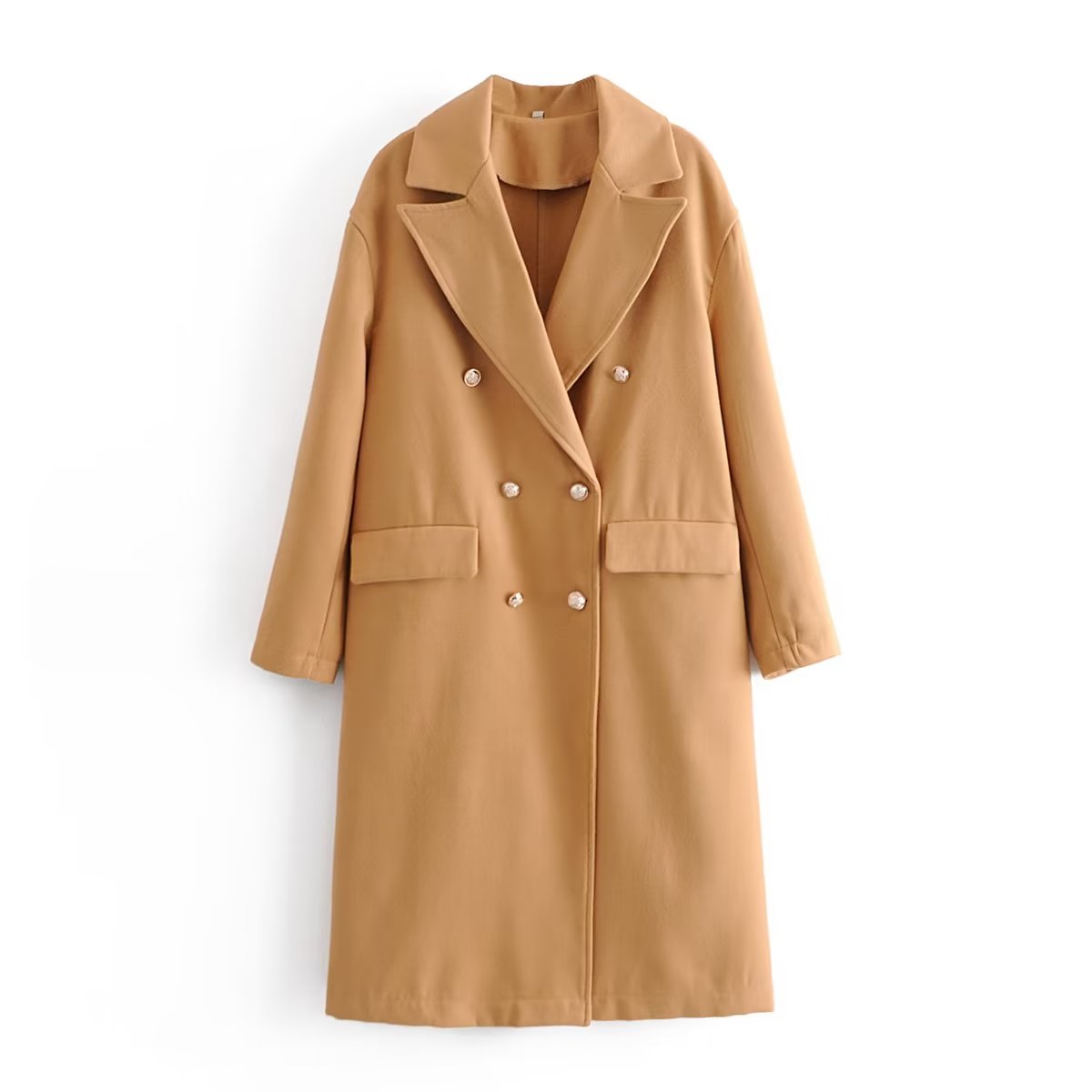 Street Long Overcoat Trench Coat Khaki