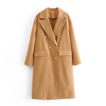 Street Long Overcoat Trench Coat Khaki
