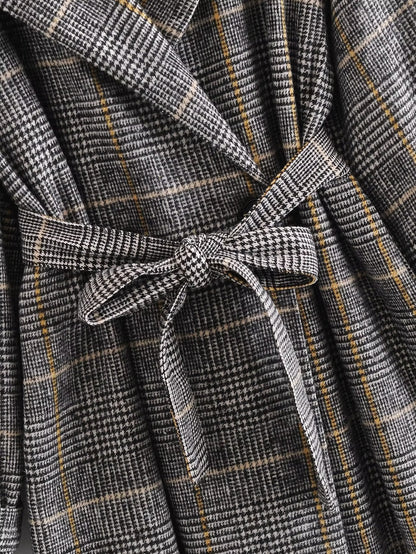 Plaid Collared Coat Trench Coat