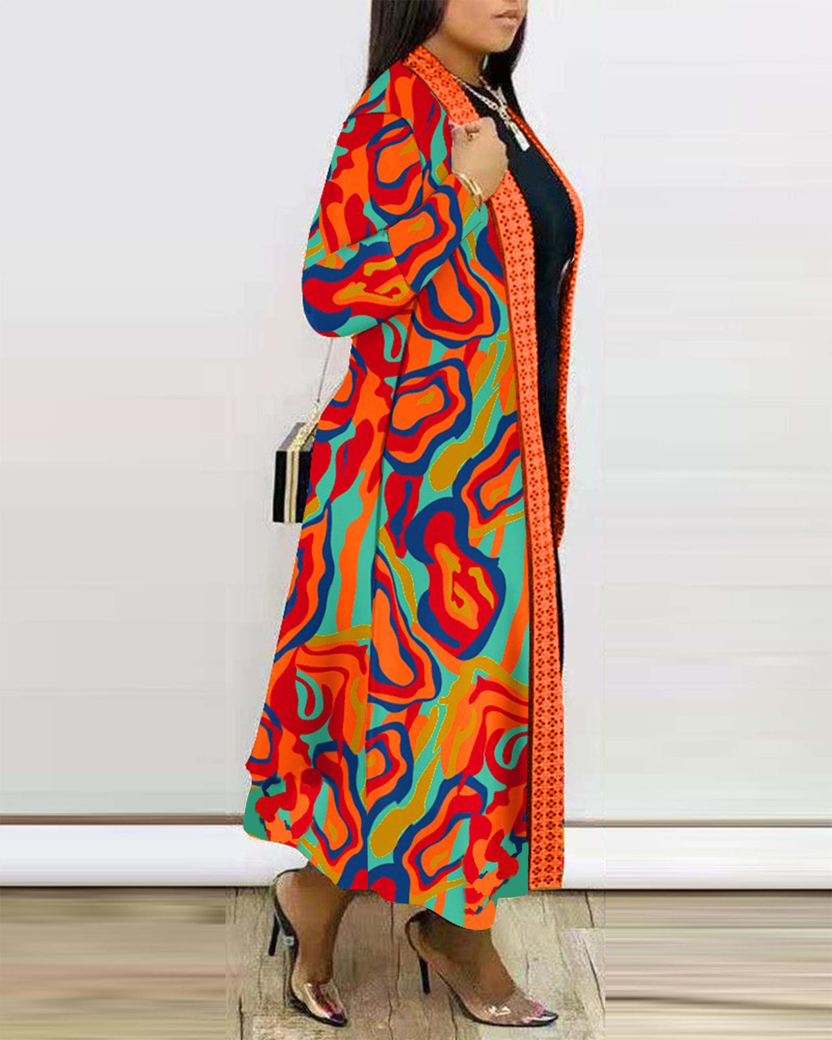 Printed Long Sleeve Cardigan Shawl