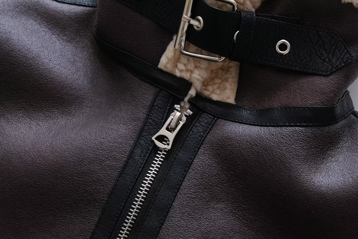 Faux Shearling Short Vest Jacket