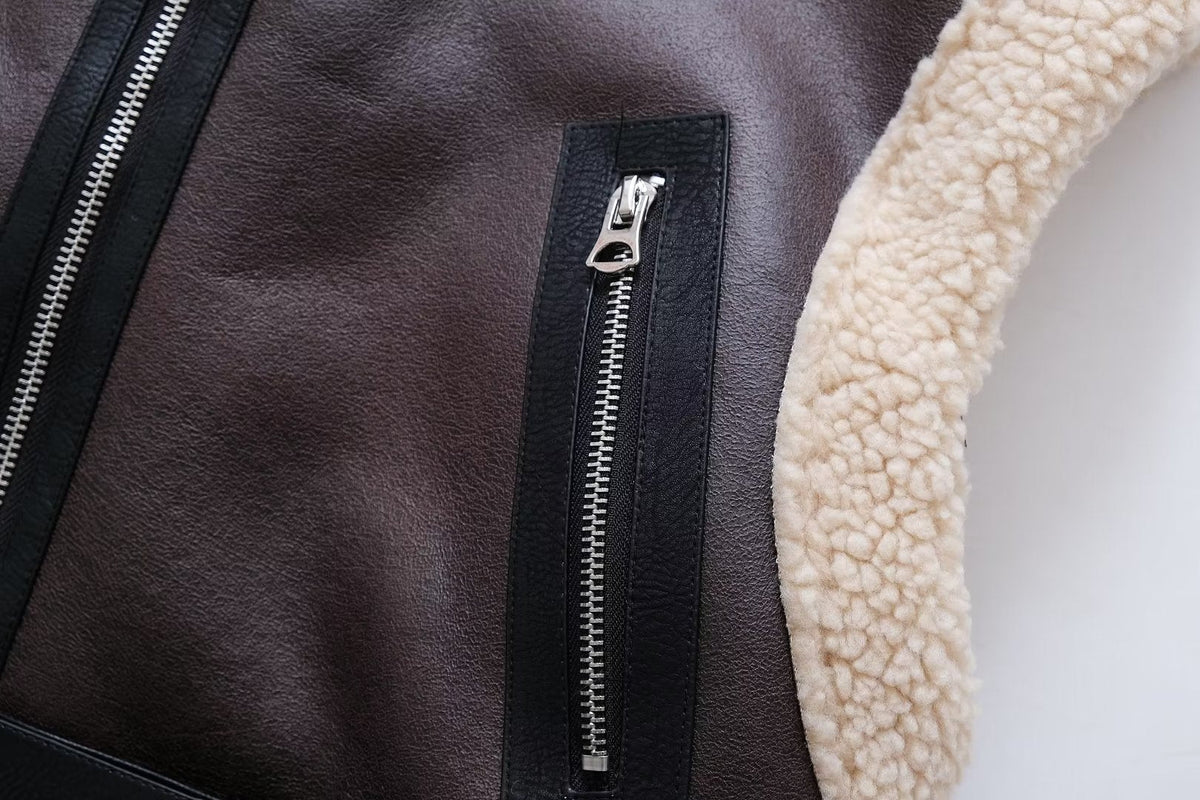 Faux Shearling Short Vest Jacket