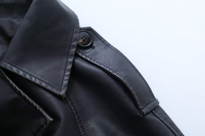 Leather Slim Mid-Length Trench Coat