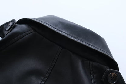 Leather Slim Mid-Length Trench Coat