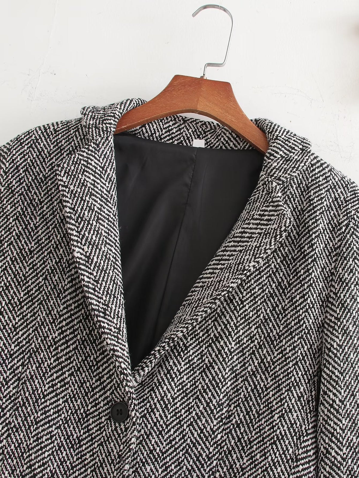 Herringbone Woolen Loose Coat